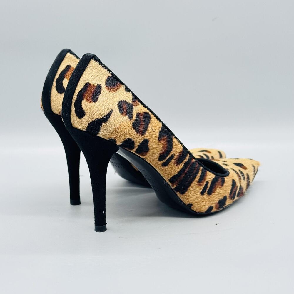 Stuart Weitzman Shoes Womens 8 Brown Leopard Calf Hair Pumps Dress Pointed Toe - Picture 7 of 11
